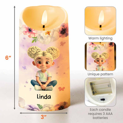 To My Granddaughter, Flowers And Crown Design - Personalized Custom LED Candle - GDT469_LECA