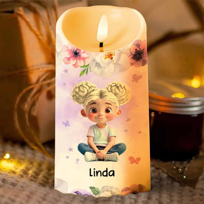 To My Granddaughter, Flowers And Crown Design - Personalized Custom LED Candle - GDT469_LECA