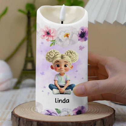 To My Granddaughter, Flowers And Crown Design - Personalized Custom LED Candle - GDT469_LECA