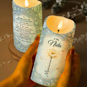 To My Granddaughter, Flowers and Leaves Design - Personalized Custom LED Candle - GDT471_LECA
