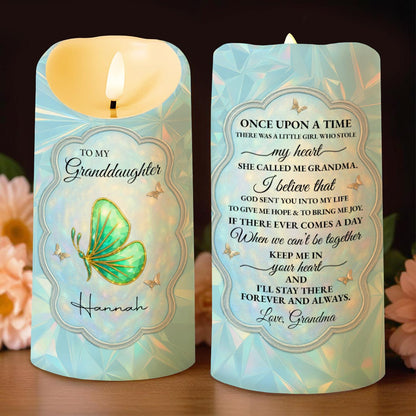 To My Granddaughter, Butterfly Heartfelt Message - Personalized Custom LED Candle - GDT476_LECA