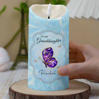 To My Granddaughter, Butterfly Heartfelt Message - Personalized Custom LED Candle - GDT476_LECA