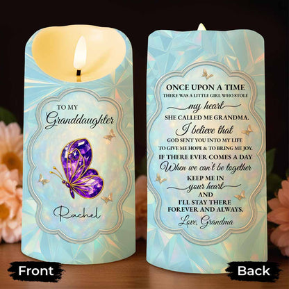 To My Granddaughter, Butterfly Heartfelt Message - Personalized Custom LED Candle - GDT476_LECA