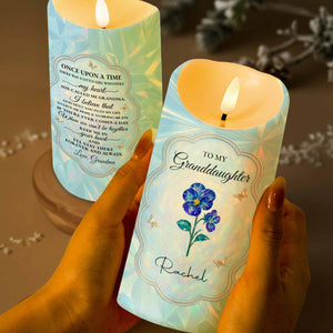 To My Granddaughter, Love From Grandma, Flowers And Butterfly - Personalized Custom LED Candle - GDT478_LECA