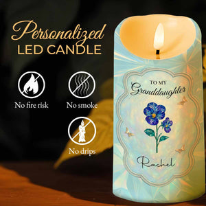 To My Granddaughter, Love From Grandma, Flowers And Butterfly - Personalized Custom LED Candle - GDT478_LECA