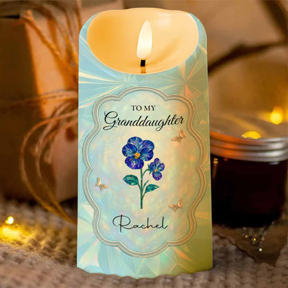 To My Granddaughter, Love From Grandma, Flowers And Butterfly - Personalized Custom LED Candle - GDT478_LECA