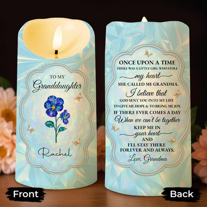 To My Granddaughter, Love From Grandma, Flowers And Butterfly - Personalized Custom LED Candle - GDT478_LECA