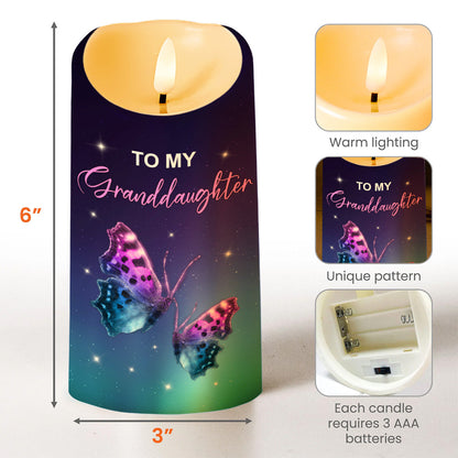 To My Granddaughter, LED Candle With Butterflies And Stars - Personalized Custom LED Candle - GDT479_LECA