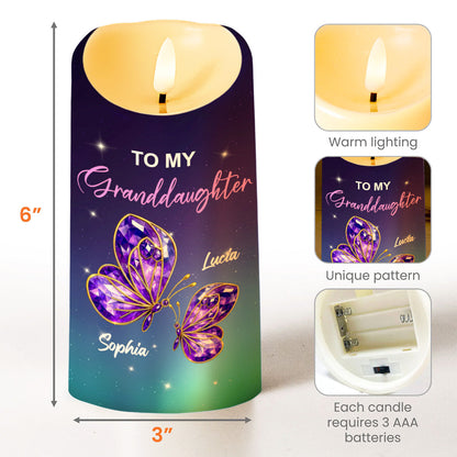 To My Granddaughter, Butterflies And Stars - Personalized Custom LED Candle - GDT484_LECA