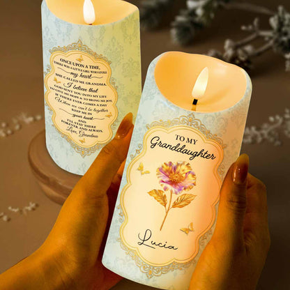 To My Granddaughter, Once Upon A Time, Flowers - Personalized Custom LED Candle - GDT486_LECA
