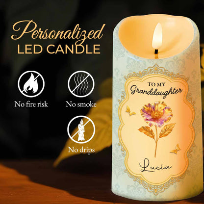 To My Granddaughter, Once Upon A Time, Flowers - Personalized Custom LED Candle - GDT486_LECA