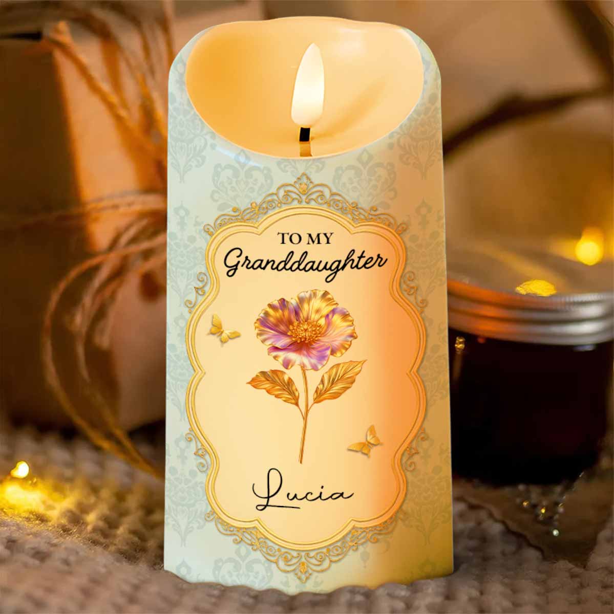 To My Granddaughter, Once Upon A Time, Flowers - Personalized Custom LED Candle - GDT486_LECA