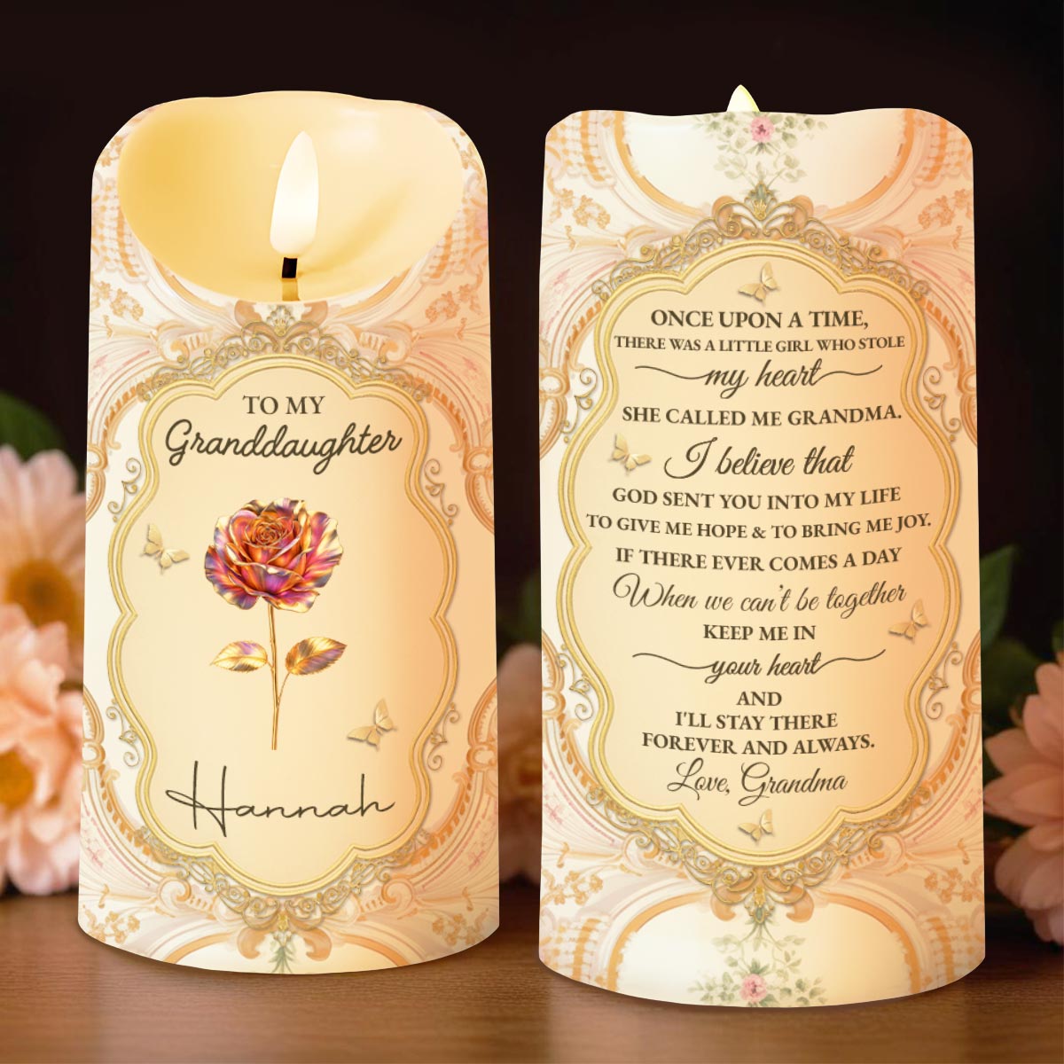 Once Upon A Time, Grandma and Granddaughter Love - Personalized Custom LED Candle - GDT487_LECA