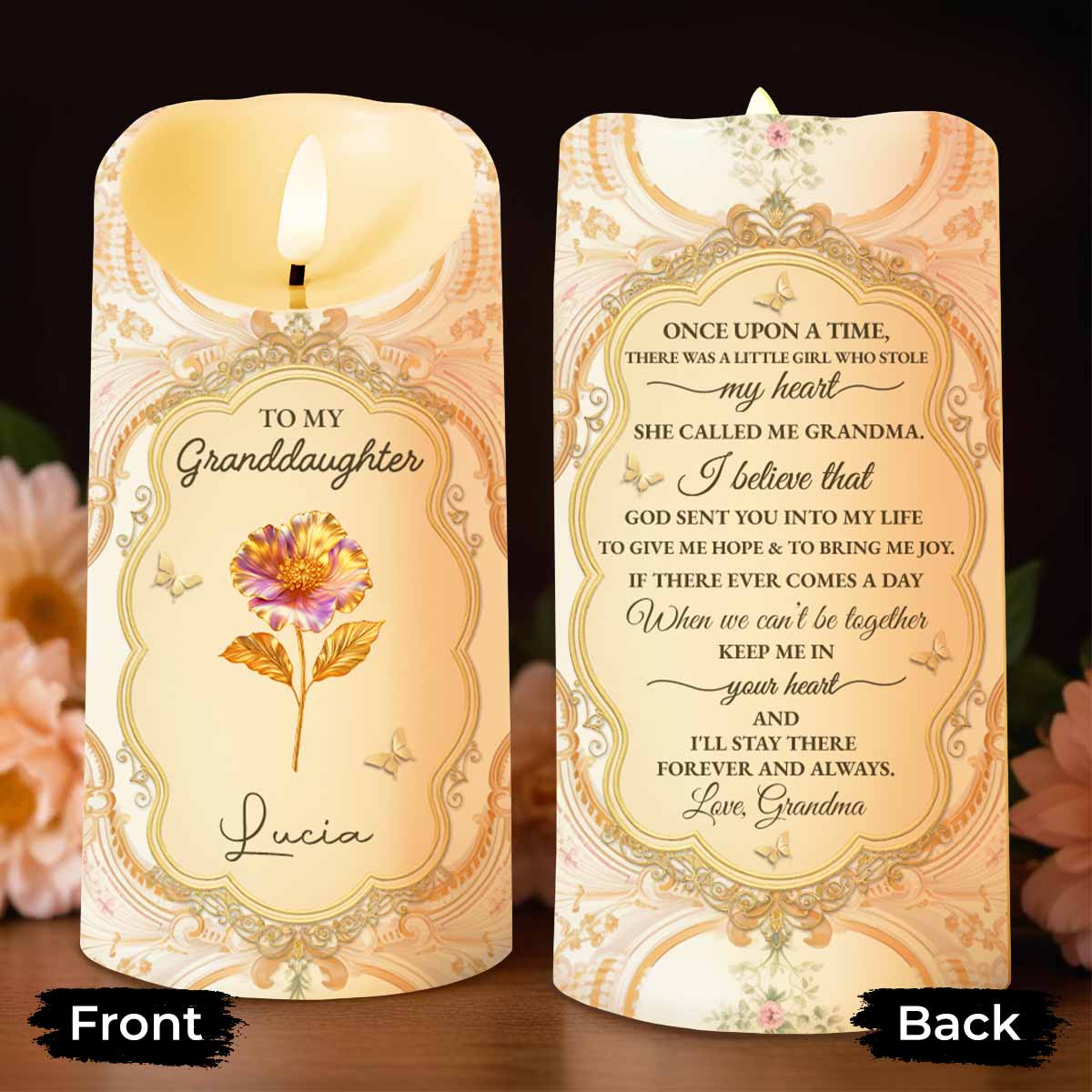 Once Upon A Time, Grandma and Granddaughter Love - Personalized Custom LED Candle - GDT487_LECA