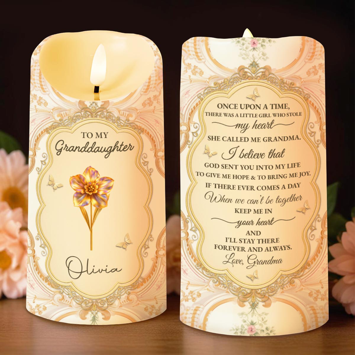 Once Upon A Time, Grandma and Granddaughter Love - Personalized Custom LED Candle - GDT487_LECA