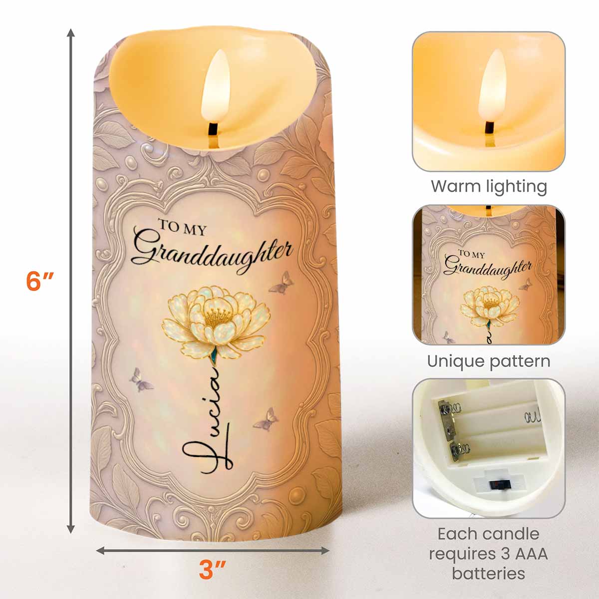 Whenever You Feel Overwhelmed, Remember Whose Granddaughter You Are - Personalized Custom LED Candle - GDT489_LECA