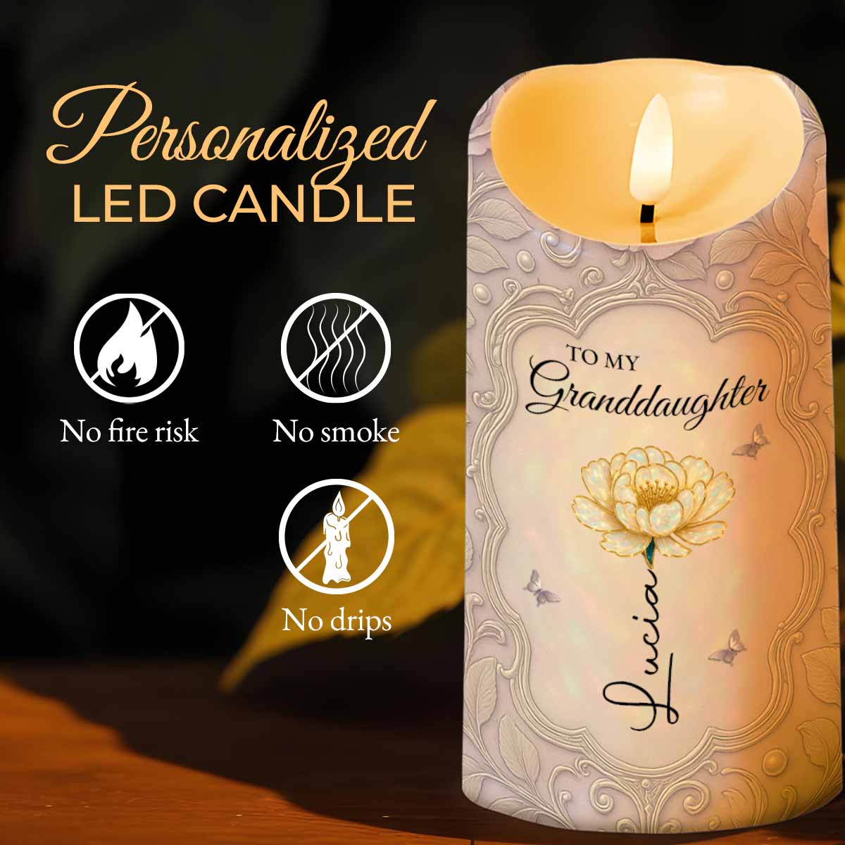 Whenever You Feel Overwhelmed, Remember Whose Granddaughter You Are - Personalized Custom LED Candle - GDT489_LECA