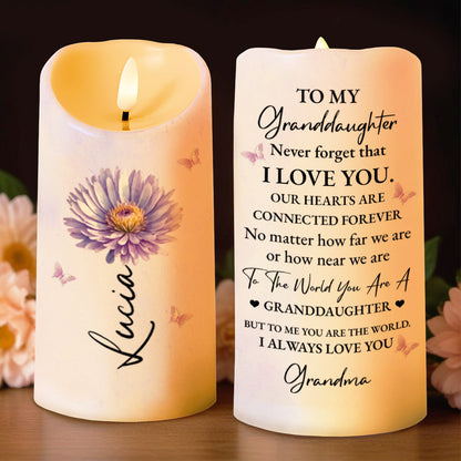 To My Granddaughter Love Message With Flower And Butterfly - Personalized Custom LED Candle - GDT491_LECA
