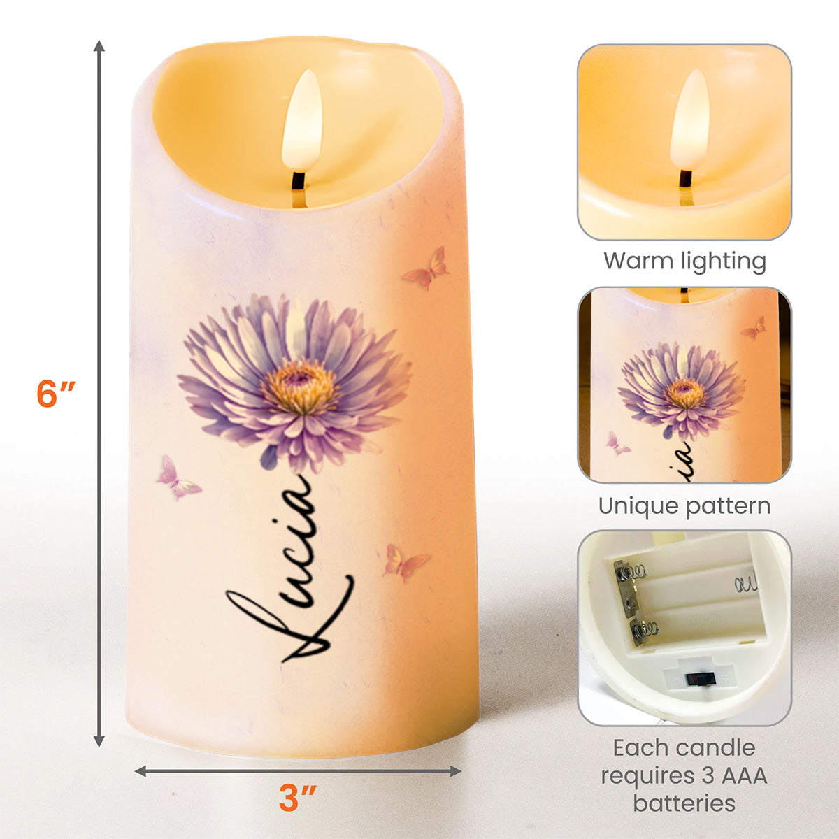 To My Granddaughter Love Message With Flower And Butterfly - Personalized Custom LED Candle - GDT491_LECA