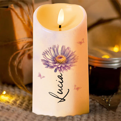 To My Granddaughter Love Message With Flower And Butterfly - Personalized Custom LED Candle - GDT491_LECA