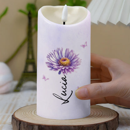 To My Granddaughter Love Message With Flower And Butterfly - Personalized Custom LED Candle - GDT491_LECA