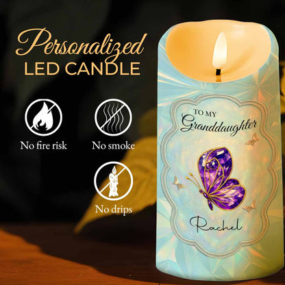 Never Forget That I Love You, Butterfly And Flowers - Personalized Custom LED Candle - GDT492_LECA