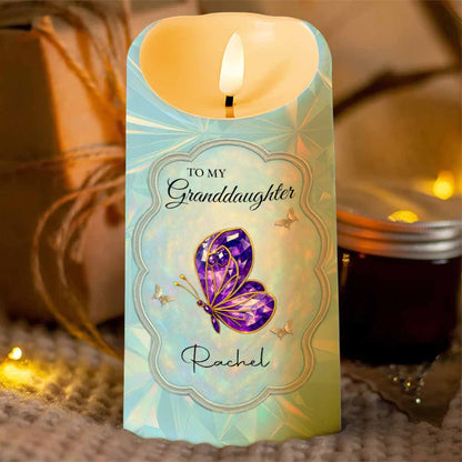 Never Forget That I Love You, Butterfly And Flowers - Personalized Custom LED Candle - GDT492_LECA