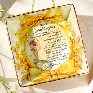 To My Granddaughter, Once Upon A Time, Ribbon and Flowers - Personalized Custom Jewelry Dish, Ceramic Dish, Square Shape - GDT494_SCRF