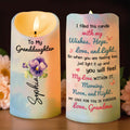 To My Granddaughter, Love And Wishes Butterfly And Flowers - Personalized Custom LED Candle - GDT497_LECA