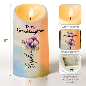 To My Granddaughter, Love And Wishes Butterfly And Flowers - Personalized Custom LED Candle - GDT497_LECA