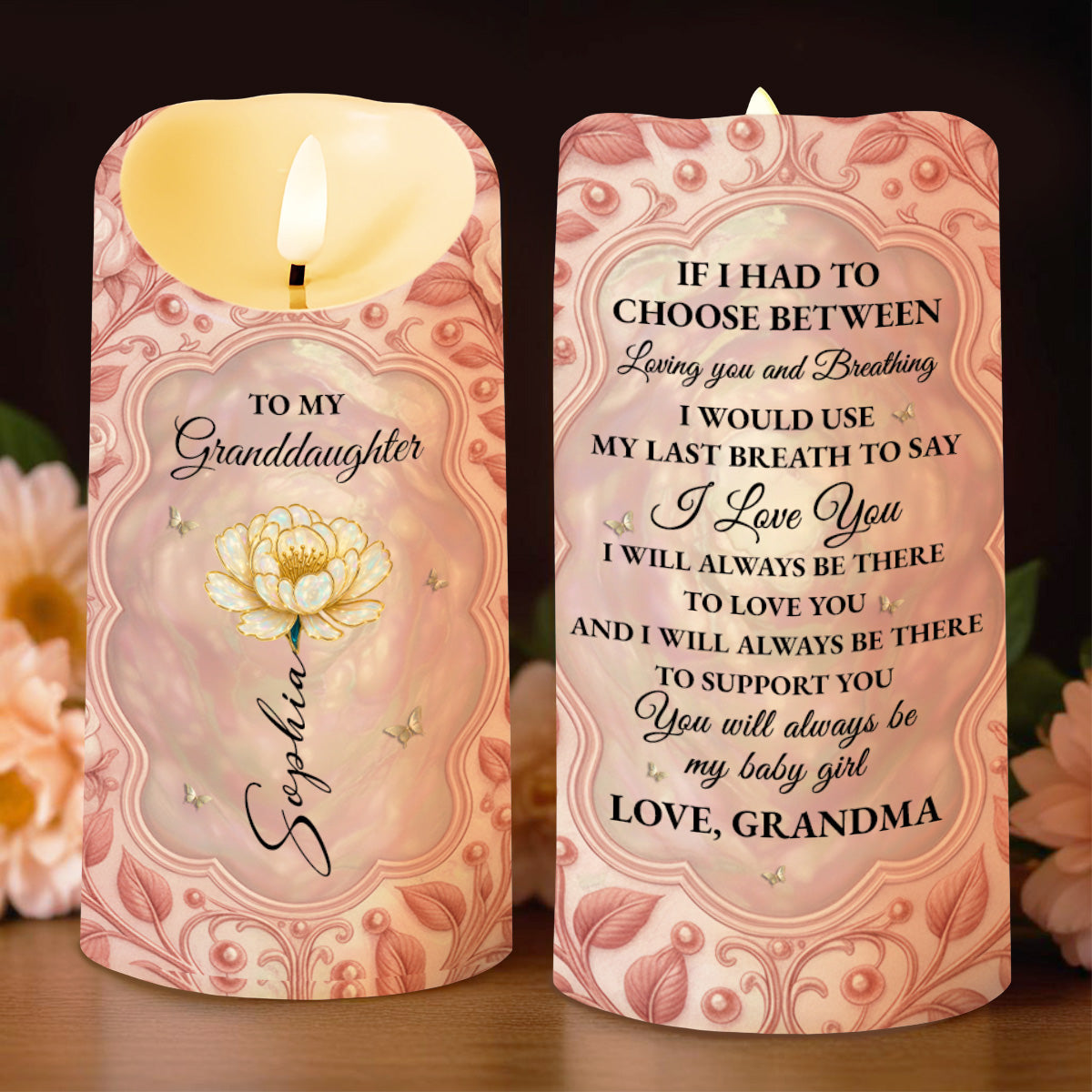 To My Granddaughter, Last Breath to Say I Love You - Personalized Custom LED Candle - GDT499_LECA