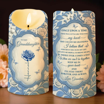 To My Granddaughter, Love From Grandma, Rose And Butterfly - Personalized Custom LED Candle - GDT500_LECA