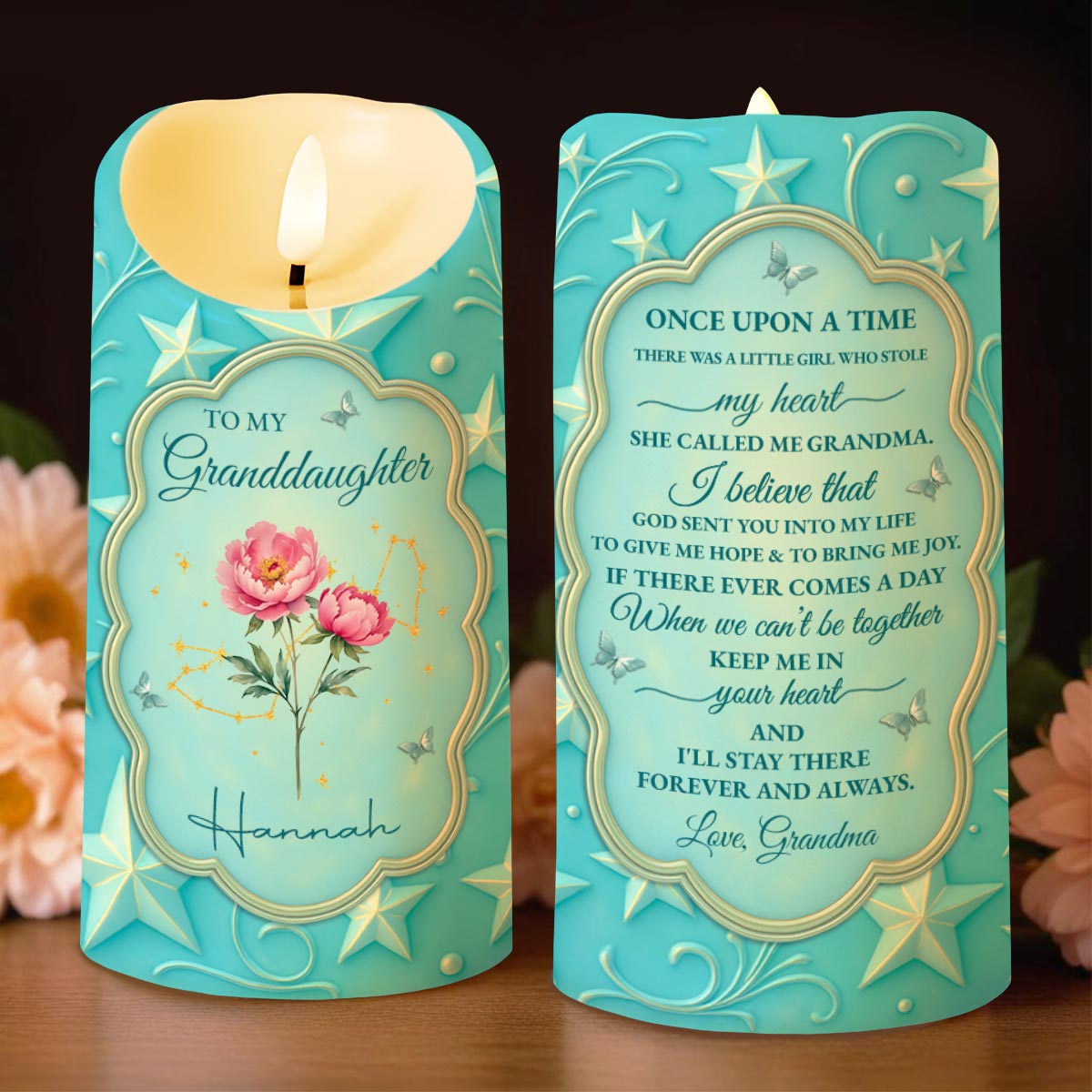 To My Granddaughter, Keep Me In Your Heart - Personalized Custom LED Candle - GDT502_LECA