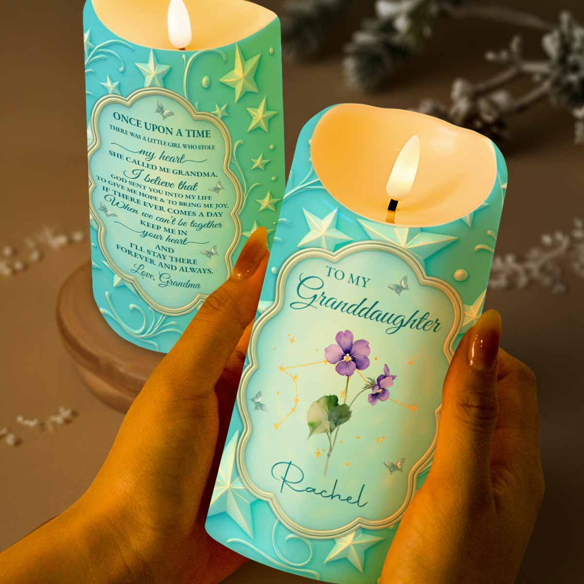 To My Granddaughter, Keep Me In Your Heart - Personalized Custom LED Candle - GDT502_LECA