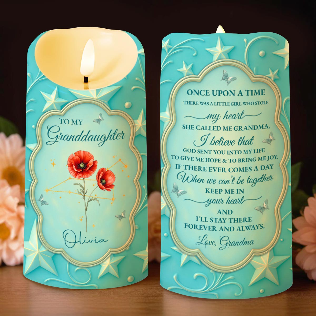 To My Granddaughter, Keep Me In Your Heart - Personalized Custom LED Candle - GDT502_LECA