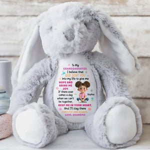 To My Granddaughter, Keep Me In Your Heart, Heart And Stars - Personalized Stuffed Bunny - GDT503_BUN