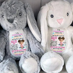 To My Granddaughter, Keep Me In Your Heart, Heart And Stars - Personalized Stuffed Bunny - GDT503_BUN