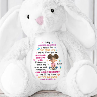 To My Granddaughter, Keep Me In Your Heart, Heart And Stars - Personalized Stuffed Bunny - GDT503_BUN
