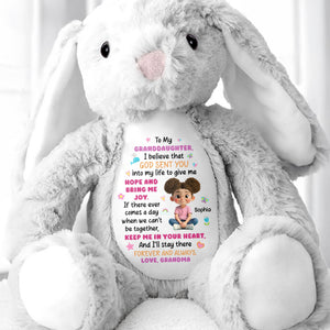 To My Granddaughter, Keep Me In Your Heart, Heart And Stars - Personalized Stuffed Bunny - GDT503_BUN