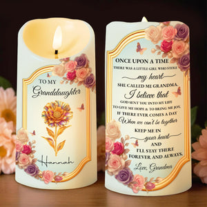 To My Granddaughter, Once Upon A Time, Flowers And Love - Personalized Custom LED Candle - GDT503_LECA