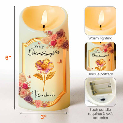 To My Granddaughter, Once Upon A Time, Flowers And Love - Personalized Custom LED Candle - GDT503_LECA