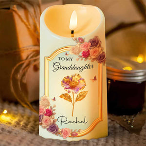 To My Granddaughter, Once Upon A Time, Flowers And Love - Personalized Custom LED Candle - GDT503_LECA