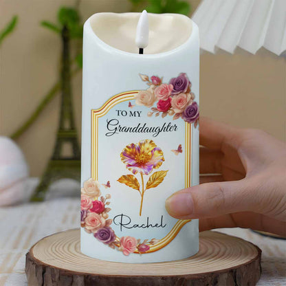 To My Granddaughter, Once Upon A Time, Flowers And Love - Personalized Custom LED Candle - GDT503_LECA