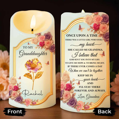 To My Granddaughter, Once Upon A Time, Flowers And Love - Personalized Custom LED Candle - GDT503_LECA