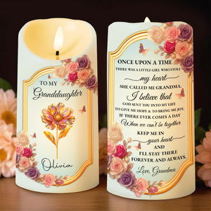 To My Granddaughter, Once Upon A Time, Flowers And Love - Personalized Custom LED Candle - GDT503_LECA
