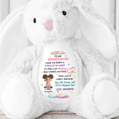 Hug This Bunny And I'll Be Hugging You, Flowers And Hearts - Personalized Stuffed Bunny - GDT504_BUN