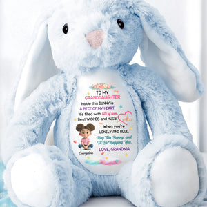 Hug This Bunny And I'll Be Hugging You, Flowers And Hearts - Personalized Stuffed Bunny - GDT504_BUN