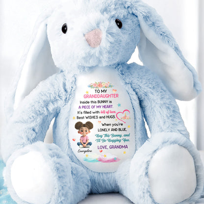 Hug This Bunny And I'll Be Hugging You, Flowers And Hearts - Personalized Stuffed Bunny - GDT504_BUN