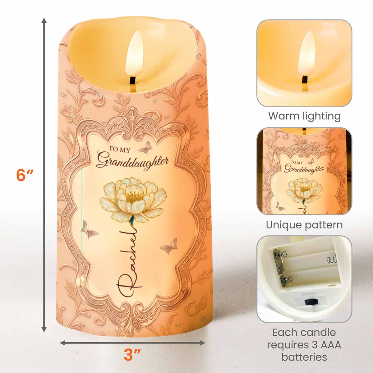 To My Granddaughter, Once Upon A Time, Love Grandma - Personalized Custom LED Candle - GDT504_LECA