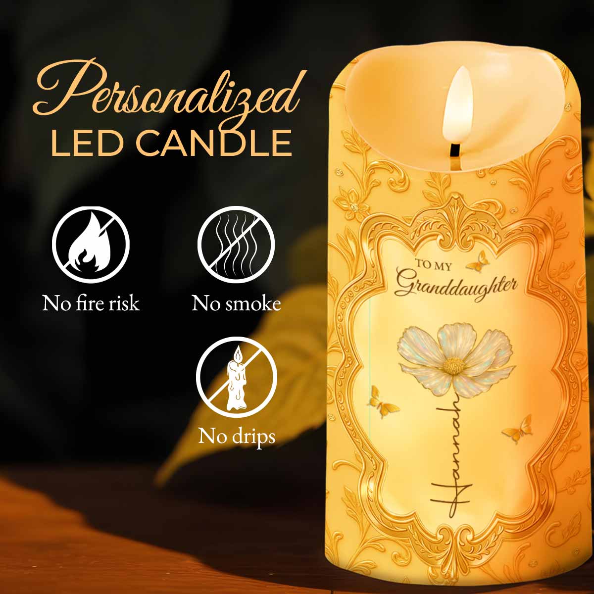To My Granddaughter, Once Upon A Time, Love Grandma - Personalized Custom LED Candle - GDT504_LECA